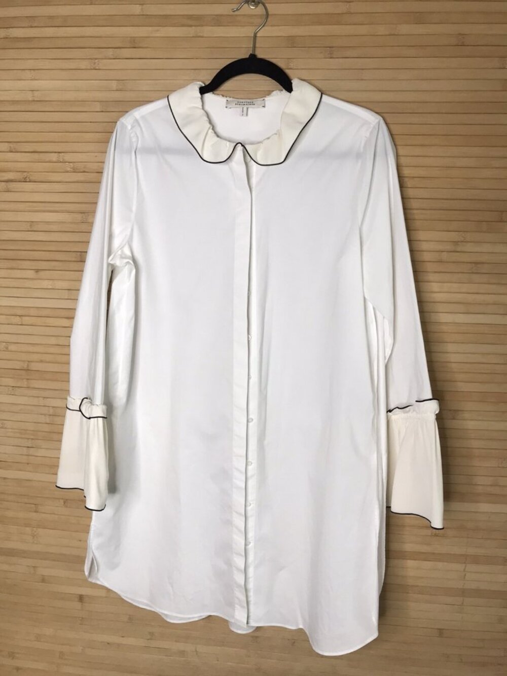 Dorothee Schumacher Womens Collared Ruffle Button Down Shirt Dress White Size 5